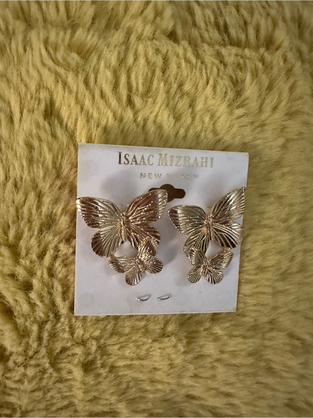 Isaac Mizrahi Rose Gold Butterfly Drop Earrings
